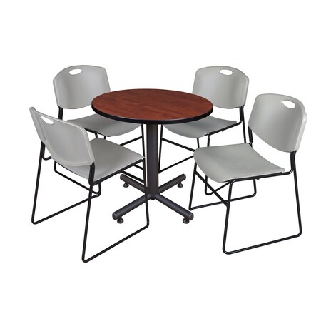 Kobe Kobe Round Table & Chair Set, Wood, Metal, Polypropylene Top TKB30RNDCH44GY